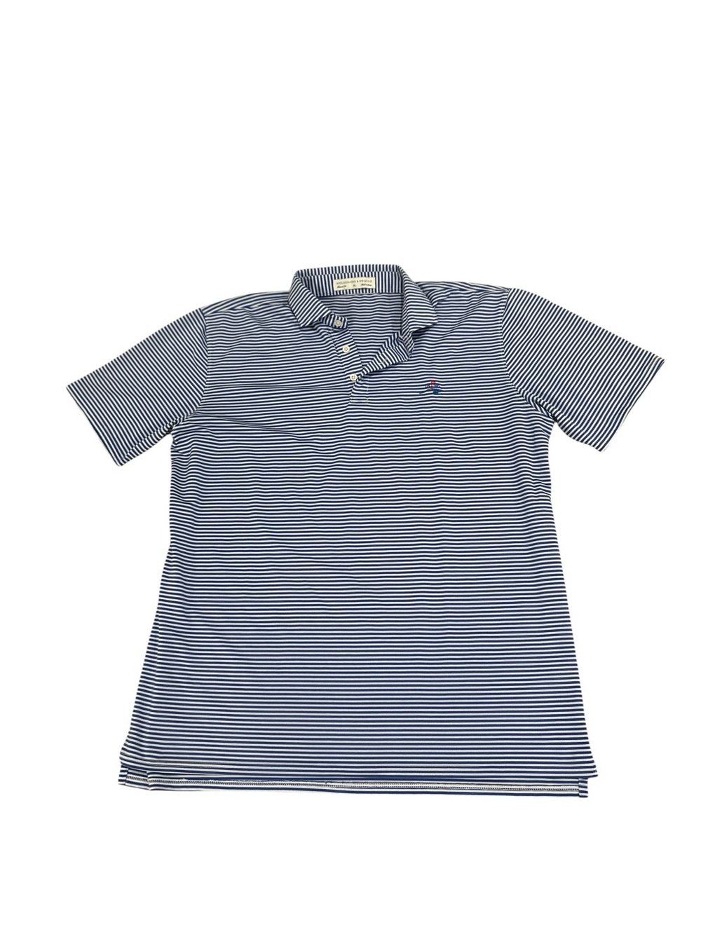 Holderness & Bourne Striped blue & White golf Shirt embroidered Chest Logo xl